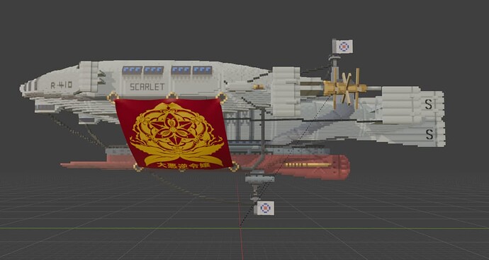 Das extrahierte und neu zusammengebaute Luftschiff in Blender